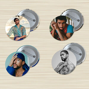 Bad Bunny 3 inch Pinback Buttons 4 pack Rap Music Artist Stocking Stuffer